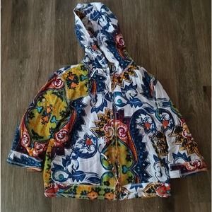 Chico's Hoodie lightweight sweatshirt colorful boho 3/4 sleeve size 0 Small